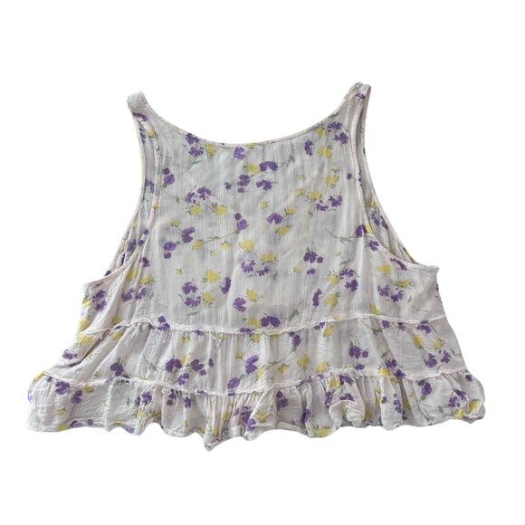 Intimately Free People Pale Pink Cami with Floral Print and Ruffle Detail - S - Picture 6 of 10
